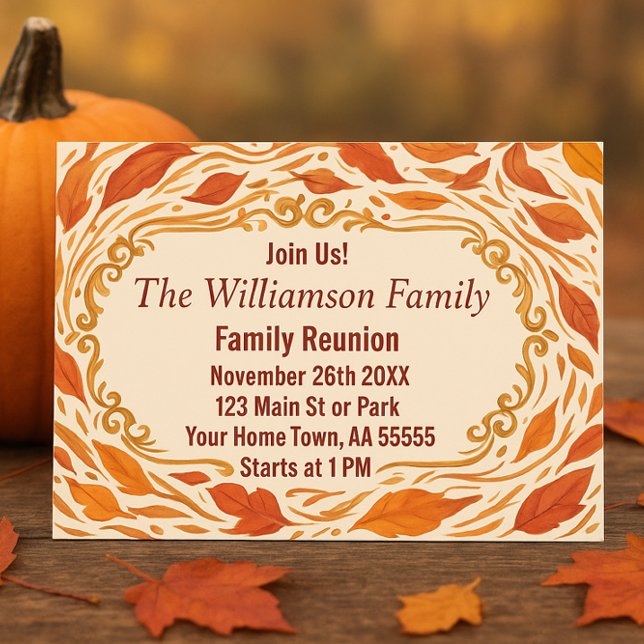 Leaves Autumn Family Reunion Invitation Card (Creator Uploaded)