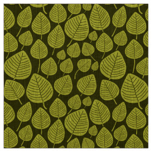 Leaves - Banana Yellow on Dark Olive Fabric