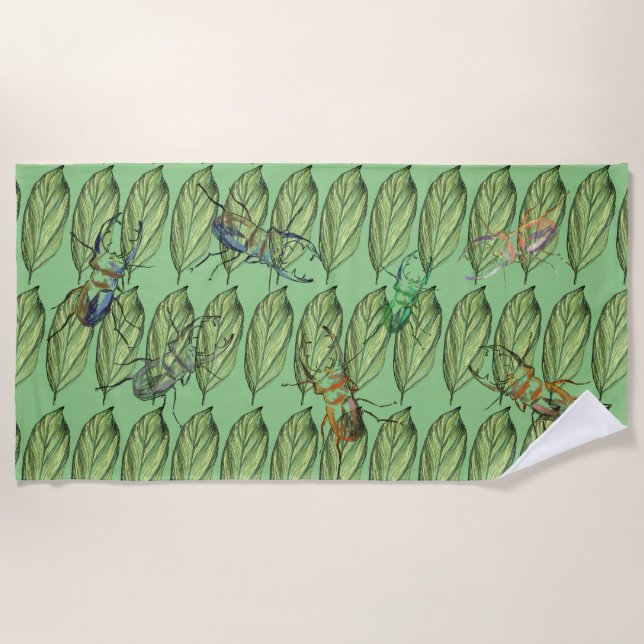 Leaves Beetle Art  Beach Towel (Front)