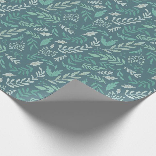 Leaves, berries and ferns design wrapping paper (Corner)