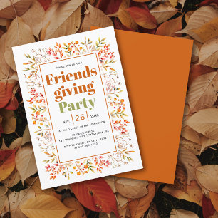 Leaves, berries burnt orange Friendsgiving Party Invitation