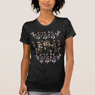 Leaves Berries Elegant Floral Girly Pattern T-Shirt
