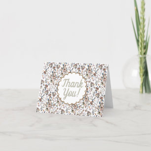 Leaves Berries Elegant Watercolor Floral Thank You Card