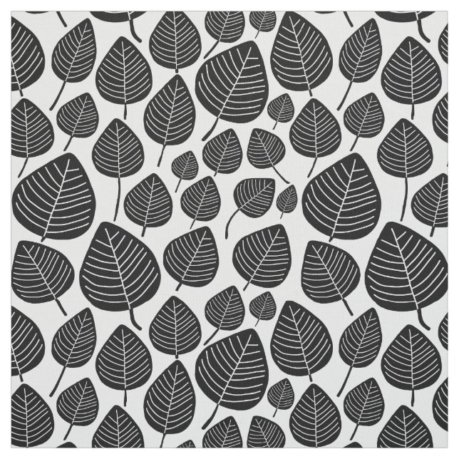 Leaves - Black on White Fabric (Swatch)