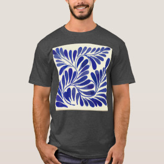 Leaves branch cobalt blue talavera tile clay inter T-Shirt