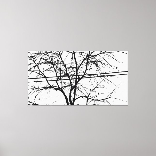 Leaves, Branches And Power Lines In the Fall Canvas Print (Front)