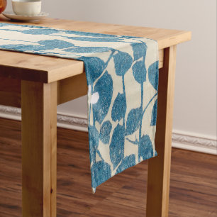 Leaves Branches Botanical Print Vintage Japanese Short Table Runner