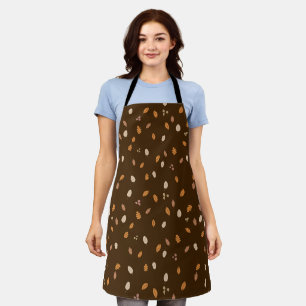 Leaves & Branches Dark Autumn Acorns Brown Backgro Apron