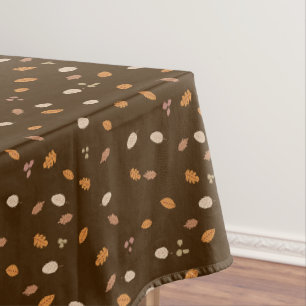 Leaves & Branches Dark Autumn Acorns Brown Backgro Tablecloth