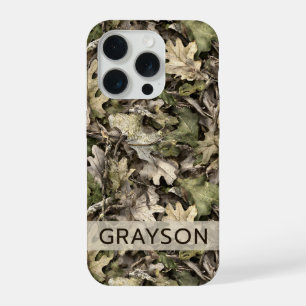 Leaves Camouflage Personalised iPhone 15 Pro Case