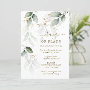 Leaves Change of Plans Bridal Shower Postponed Invitation