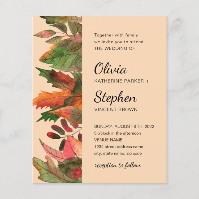 Leaves fall. Autumn woodland Botanical Wedding Inv Flyer (Front)