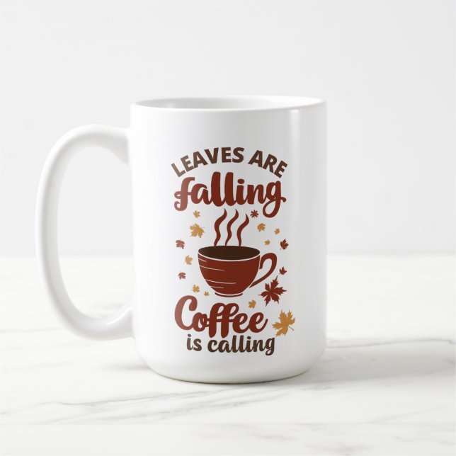 Leaves Falling Coffee Calling Autumn Mug (Left)
