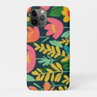 Leaves flowers colourful design