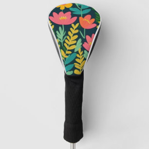 Leaves flowers colourful design golf head cover