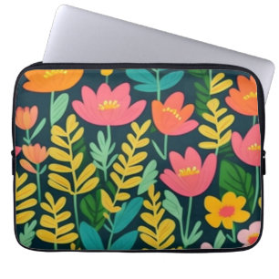 Leaves flowers colourful design  laptop sleeve