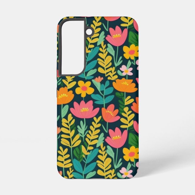 Leaves flowers colourful design  samsung galaxy s22 case (Back)