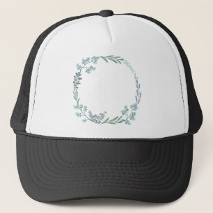 Leaves Flowers Frame Wreath Water Colour Circle Trucker Hat