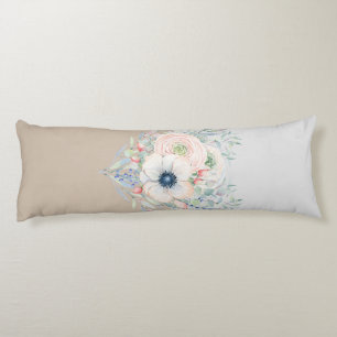 Leaves & Flowers Watercolor Heart Body Cushion