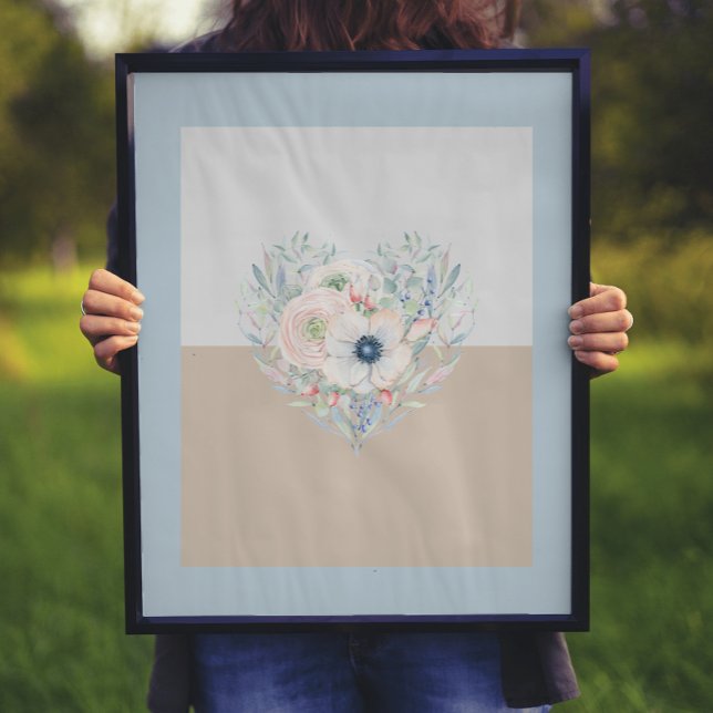 Leaves & Flowers Watercolor Heart Poster (Creator Uploaded)