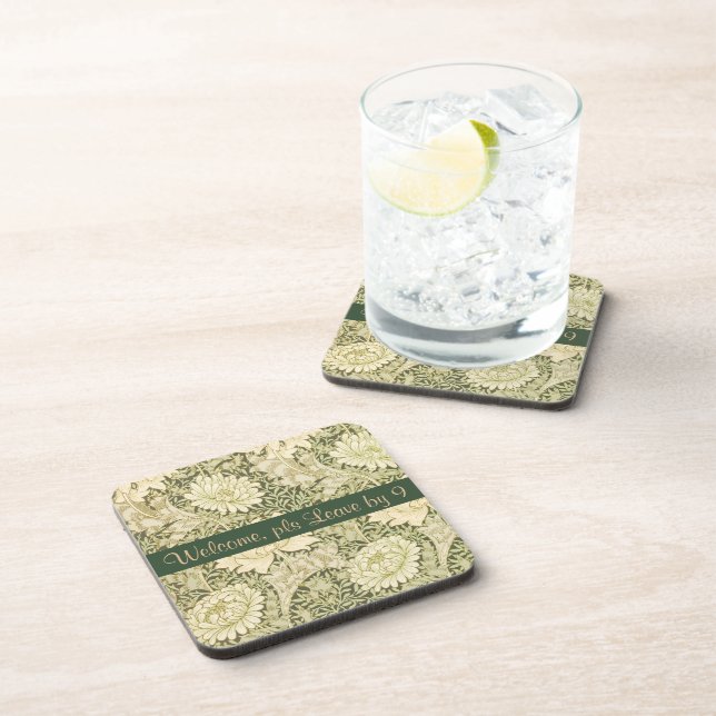 Leaves & Flowers Welcome Pls Leave by 9            Coaster (Right Side)