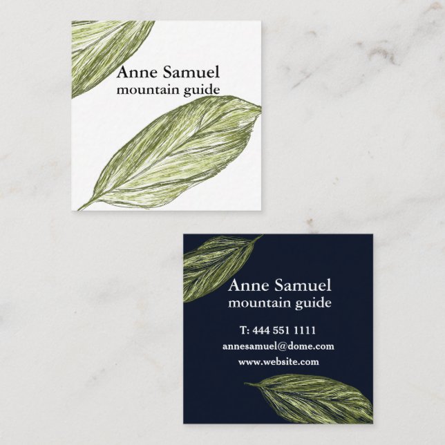 Leaves Foliage Elegant  Square Business Card (Front/Back)
