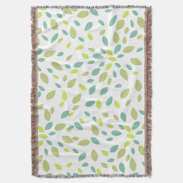 Leaves (Green) Throw Blanket (Front Vertical)