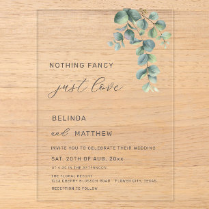 Leaves Greenery Watercolor Flowers Casual Wedding Acrylic Invitations