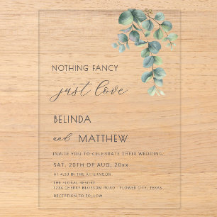 Leaves Greenery Watercolor Flowers Casual Wedding Acrylic Invitations