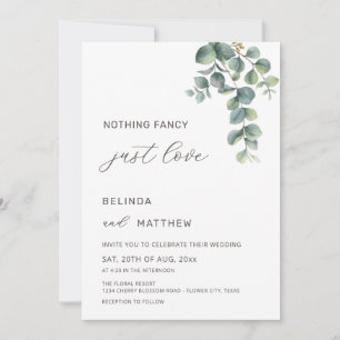 Leaves Greenery Watercolor Flowers Casual Wedding Invitation