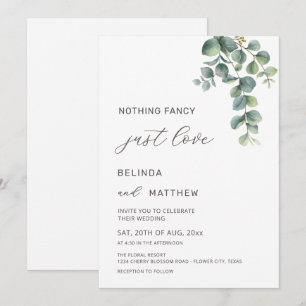Leaves Greenery Watercolor Flowers Casual Wedding Invitation