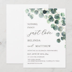 Leaves Greenery Watercolor Flowers Modern Arch Invitation
