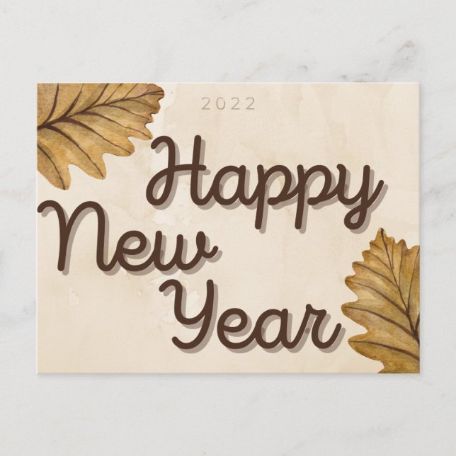Leaves Happy New Year Postcard (Front)