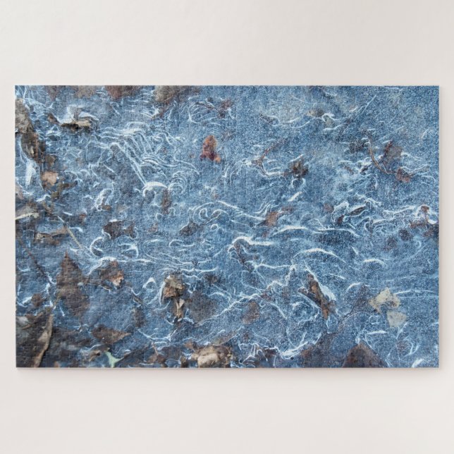 Leaves In Ice (Blue) Jigsaw Puzzle (Horizontal)