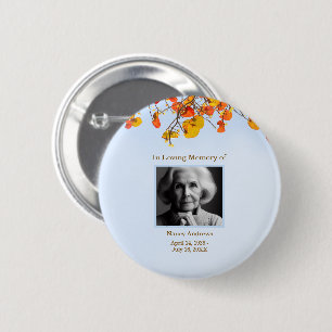 Leaves In Loving Memory Funeral Memorial Keepsake 6 Cm Round Badge