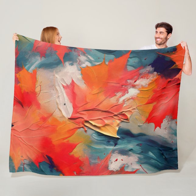 Leaves In The Wind – Abstract Autumn Motion Fleece Blanket (In Situ)