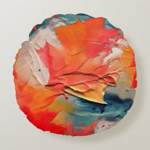 Leaves In The Wind – Abstract Autumn Motion Round Cushion