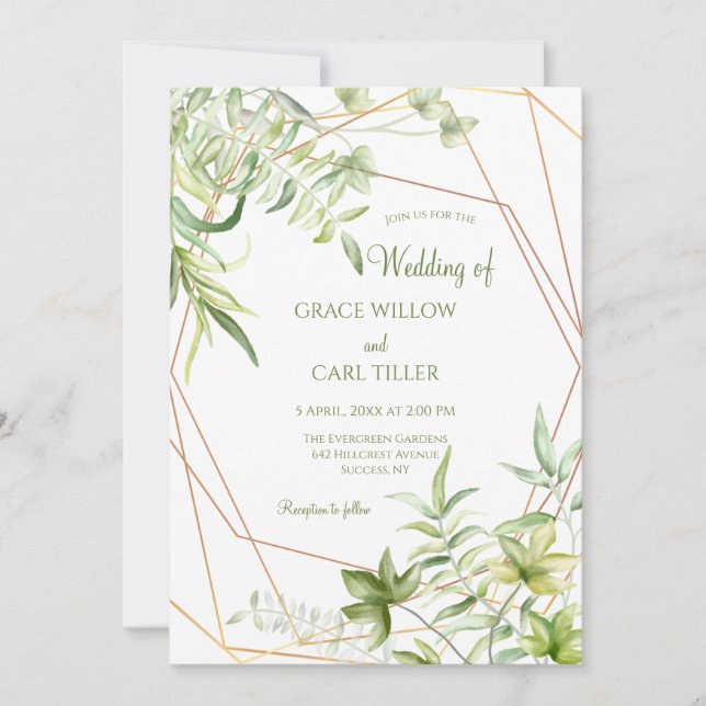 Leaves in Watercolor Invitation (Front)