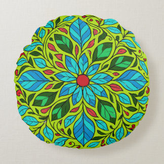 Leaves Mandala Design  Round Cushion
