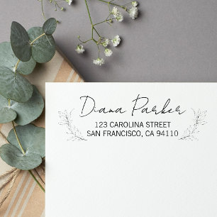 Leaves Modern Script Return Address Self-inking Stamp
