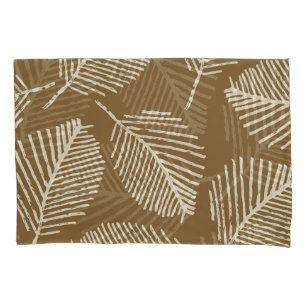Leaves mono print, caramel brown, seamless. pillowcase