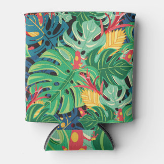 Leaves Monstera Frogs Dark Pattern Can Cooler