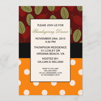 Leaves n Dots Thanksgiving Dinner Invitation