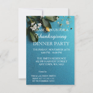 Leaves of Autumn Thanksgiving Dinner Party Invitation
