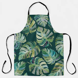 Leaves of exotic tropical plant monstera. Seamless Apron