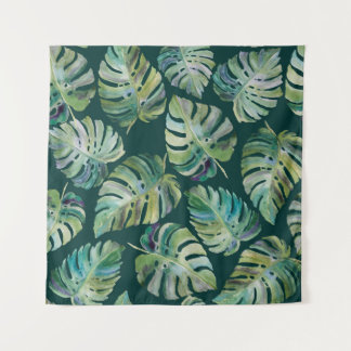 Leaves of exotic tropical plant monstera. Seamless Tapestry