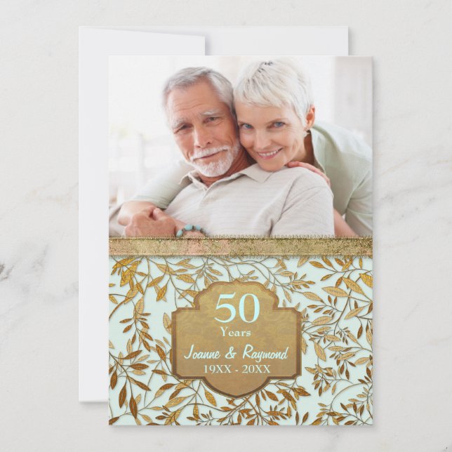 Leaves of Gold 50th Wedding Anniversary Invitation (Front)