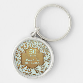 Leaves of Gold 50th Wedding Anniversary Key Ring