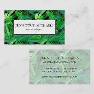 Leaves Of Tropical Palm Trees   Add Your Name Business Card