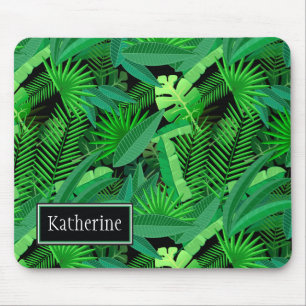 Leaves Of Tropical Palm Trees   Add Your Name Mouse Pad